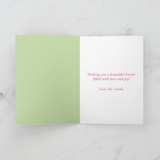Personalized Pastel Floral Easter Egg Happy Easter Kaart (Binnen)