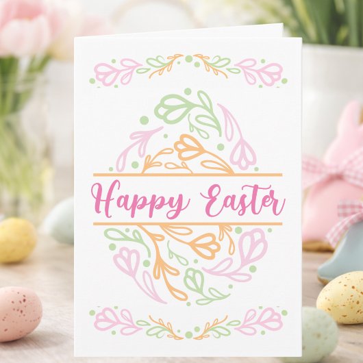 Personalized Pastel Floral Easter Egg Happy Easter Kaart