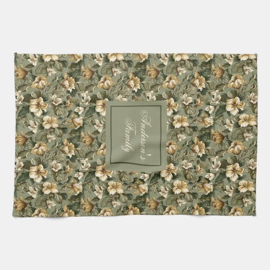 Personalized Pastel Foliage Shabby Chic Towel  Theedoek (Horizontaal)