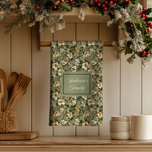 Personalized Pastel Foliage Shabby Chic Towel  Theedoek