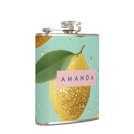 Personalized Pastel Glitter Lemon Style Heupfles (Rechts)