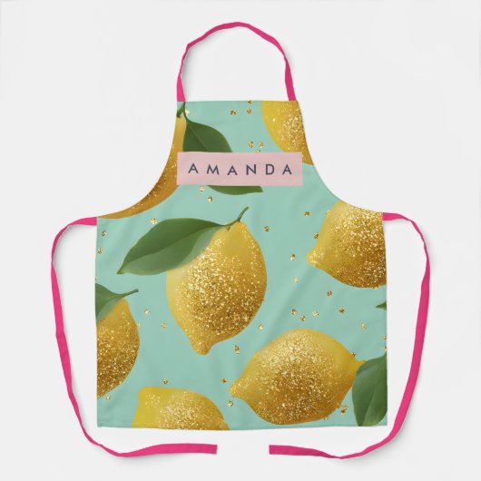 Personalized Pastel Glitter Lemon Style Schort (Voorkant)
