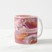 Personalized Pastel Glittering Pink Donut Dream Tweekleurige Koffiemok (Voorkant rechts)