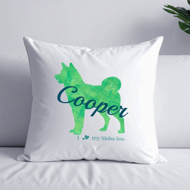 Personalized Pastel Green Color Shiba Inu Dog 柴犬 Kussen (Creator heeft geüpload)