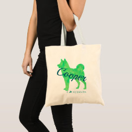 Personalized Pastel Green Color Shiba Inu Dog 柴犬 Tote Bag