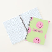 Personalized Pastel Green & Pink Smiley Face  Notitieboek (Binnen)