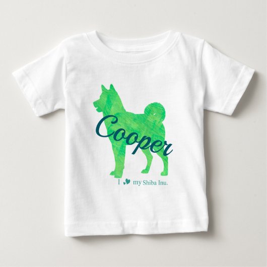 Personalized Pastel Green Shiba Inu T-Shirt 柴犬 (Voorkant)