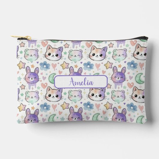 Personalized Pastel Kawaii Animal Accessory Pouch Etui (Voorkant)