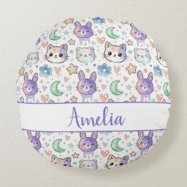 Personalized Pastel Kawaii Animal Rond Kussen