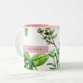 Personalized Pastel Lush Garden Herbs  Tweekleurige Koffiemok (Voorkant links)