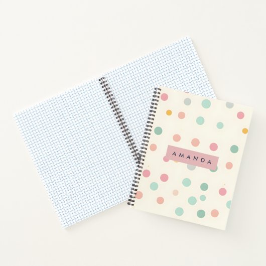 Personalized Pastel Macaron Polka Dot Notitieboek (Binnen)