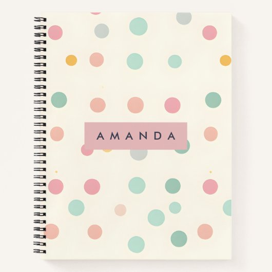 Personalized Pastel Macaron Polka Dot Notitieboek (Voorkant)