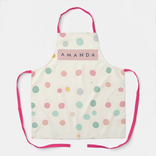 Personalized Pastel Macaron Polka Dot  Schort (Voorkant)