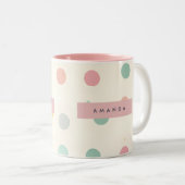 Personalized Pastel Macaron Polka Dot  Tweekleurige Koffiemok (Voorkant rechts)