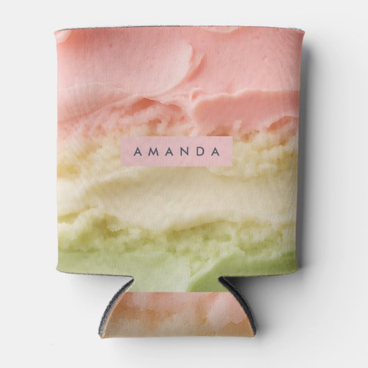 Personalized Pastel Neapolitan Ice Cream Stripe Blikjeskoeler (Voorkant)