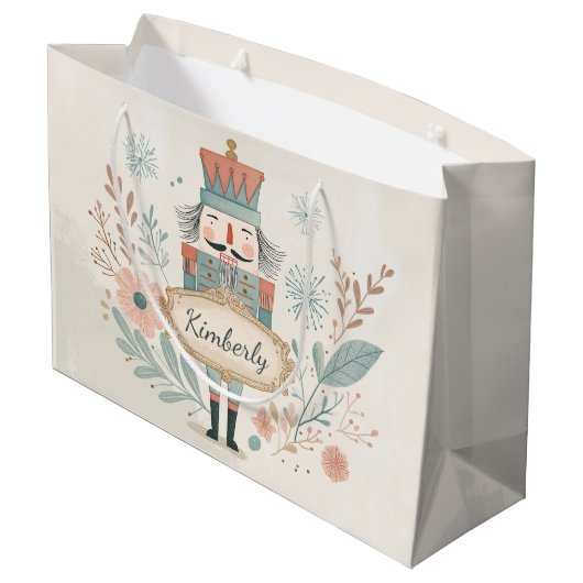 Personalized Pastel Nutcracker Christmas Groot Cadeauzakje (Achterkant Gekanteld)