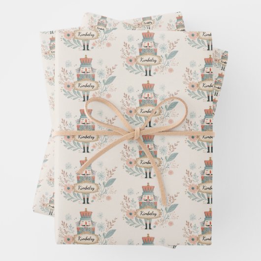 Personalized Pastel Nutcracker Christmas Inpakpapier Vel (In situ)