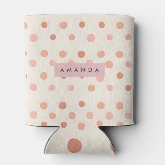 Personalized Pastel Peach & Blush Polka Dot Blikjeskoeler (Achterkant)