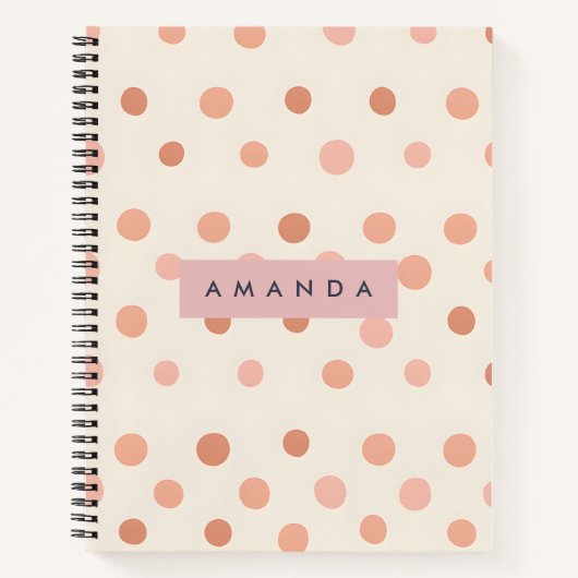 Personalized Pastel Peach & Blush Polka Dot Notitieboek (Voorkant)