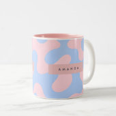 Personalized Pastel Pink and Baby Blue Abstract Tweekleurige Koffiemok (Voorkant rechts)