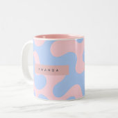 Personalized Pastel Pink and Baby Blue Abstract Tweekleurige Koffiemok (Voorkant links)