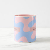 Personalized Pastel Pink and Baby Blue Abstract Tweekleurige Koffiemok (Center)