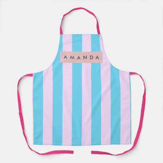 Personalized Pastel Pink and Blue Striped Schort (Voorkant)