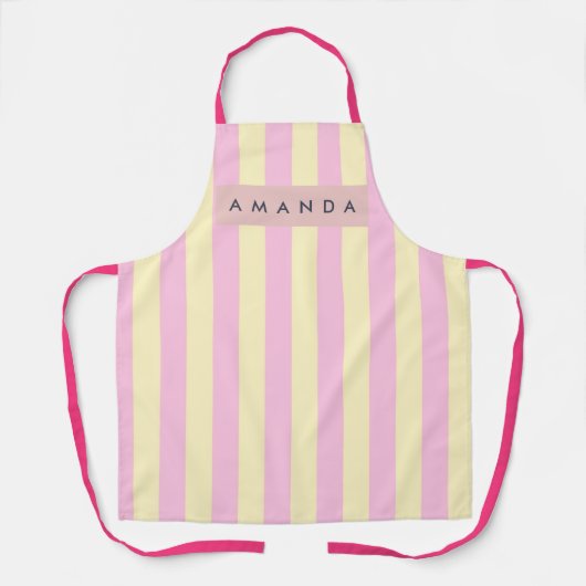 Personalized Pastel Pink and Yellow Stripe Schort (Voorkant)
