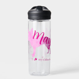 Personalized Pastel Pink Chihuahua Water Bottle Waterfles