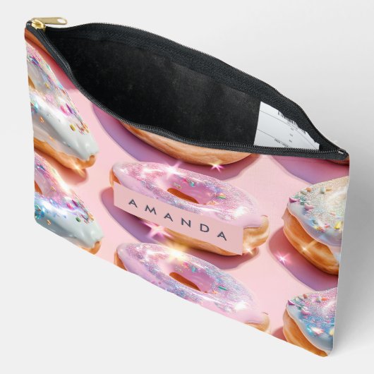Personalized Pastel Pink Donut Sparkle Etui (Open)