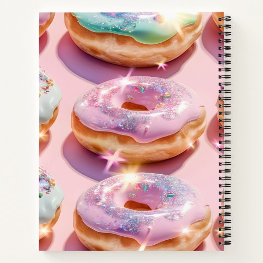 Personalized Pastel Pink Donut Sparkle Notitieboek (Achterkant)