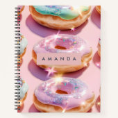 Personalized Pastel Pink Donut Sparkle Notitieboek (Voorkant)