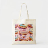 Personalized Pastel Pink Donut Sparkle Tote Bag (Voorkant)