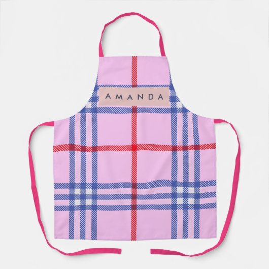 Personalized Pastel Pink Plaid with Red and Blue Schort (Voorkant)