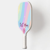  Personalized Pastel Pink Retro Striped Best Mom Pickleball Paddle (Links)