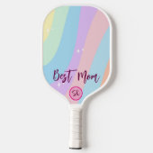  Personalized Pastel Pink Retro Striped Best Mom Pickleball Paddle (Achterkant)