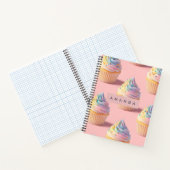 Personalized Pastel Rainbow Cupcake Pattern Notitieboek (Binnen)
