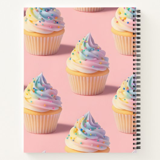 Personalized Pastel Rainbow Cupcake Pattern Notitieboek (Achterkant)