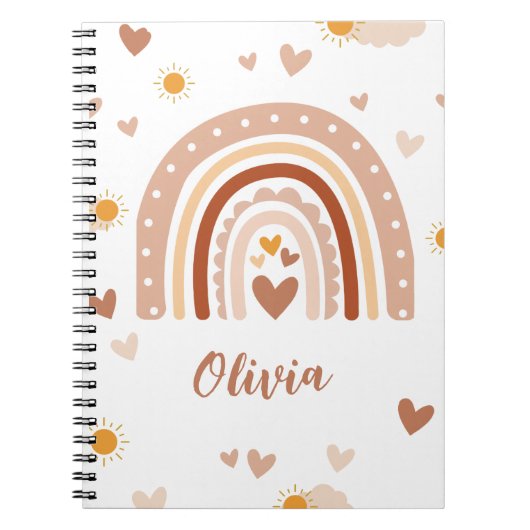 Personalized Pastel Rainbow Spiral Notebook Notitieboek (Voorkant)