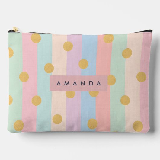 Personalized Pastel Rainbow Stripes with Dots Etui (Voorkant)