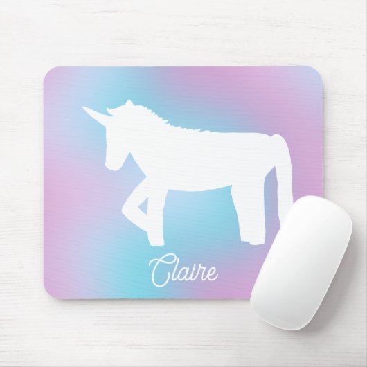 Personalized Pastel Rainbow Unicorn Muismat (Met muis)