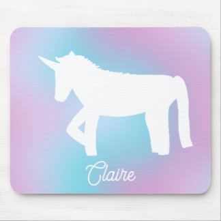 Personalized Pastel Rainbow Unicorn Muismat