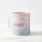 Personalized Pastel Raindrop & Ombre Watercolor Tweekleurige Koffiemok (Voorkant links)