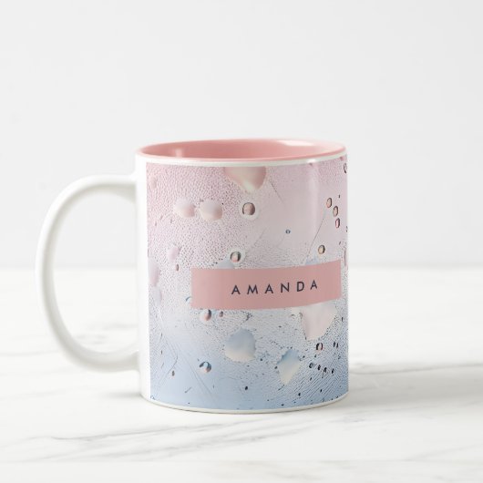 Personalized Pastel Raindrop & Ombre Watercolor Tweekleurige Koffiemok (Links)