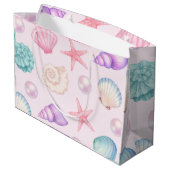 Personalized Pastel Seashell Coastal Custom Name Groot Cadeauzakje (Achterkant Gekanteld)