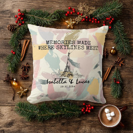 Personalized Pastel Skyline Couple Pillow Kussen