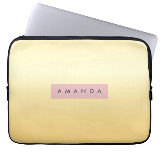 Personalized Pastel Soft Yellow Ombre  Laptop Sleeve (Voorkant)