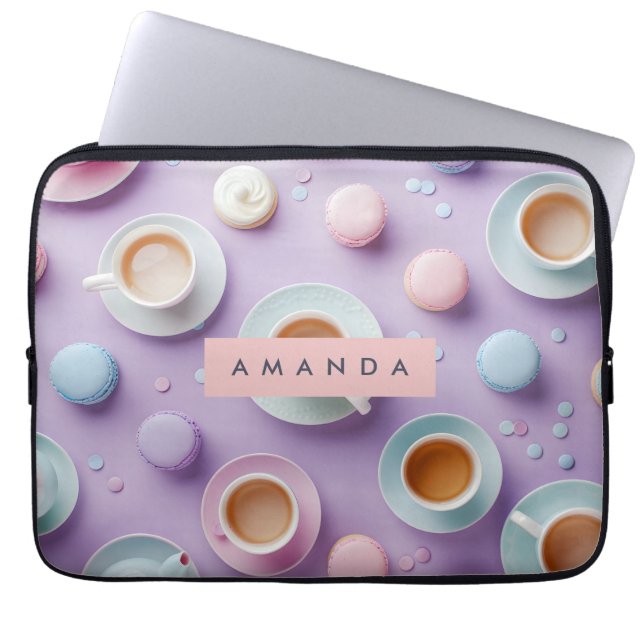 Personalized Pastel Tea Party Bliss Laptop Sleeve (Voorkant)
