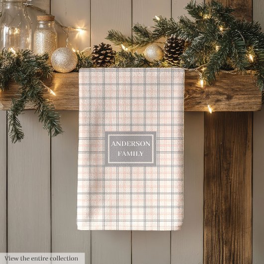 Personalized Pastel Towel Elegant Coral Grey Style Theedoek