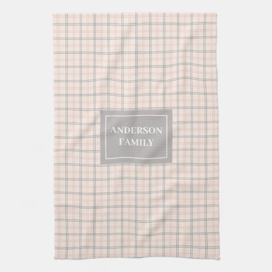 Personalized Pastel Towel Elegant Coral Grey Style Theedoek (Verticaal)